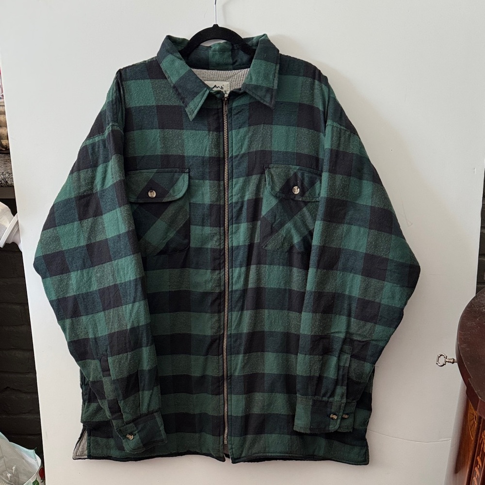 RIVER TRAIL NWT SZ 2XL Green&Black Checkered Men's Jacket Zip Closure 2 pockets